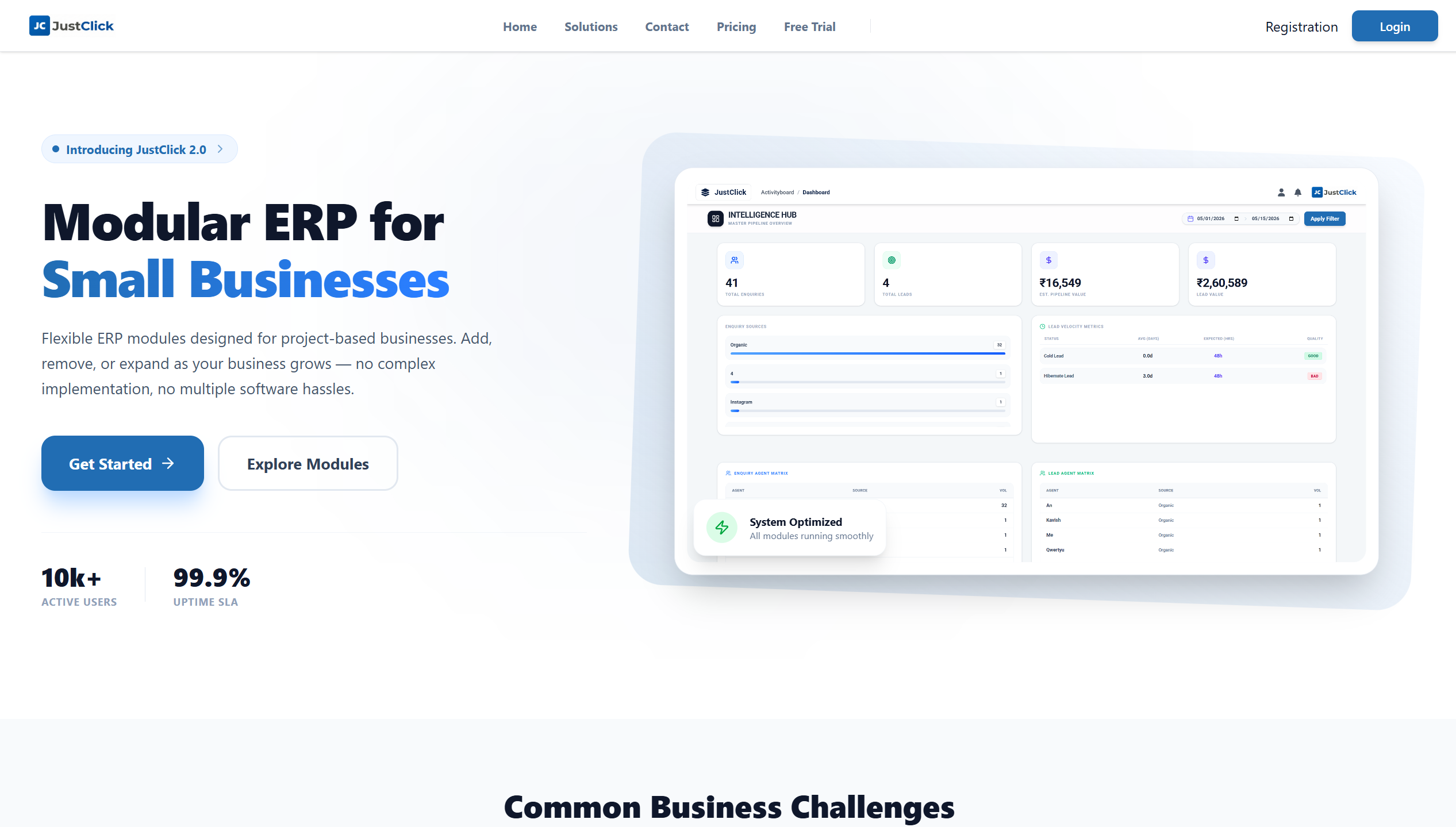 Click Registration in Navbar